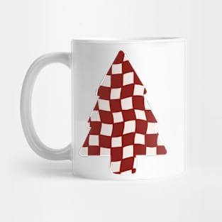 Abstract Checker Board Christmas Tree - Cranberry Red Mug